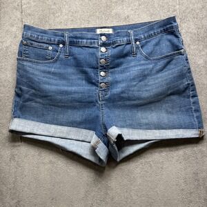 Madewell Jean Shorts Womens 35 Blue‎ Denim Button Fly Front High Rise 2" Cuffed